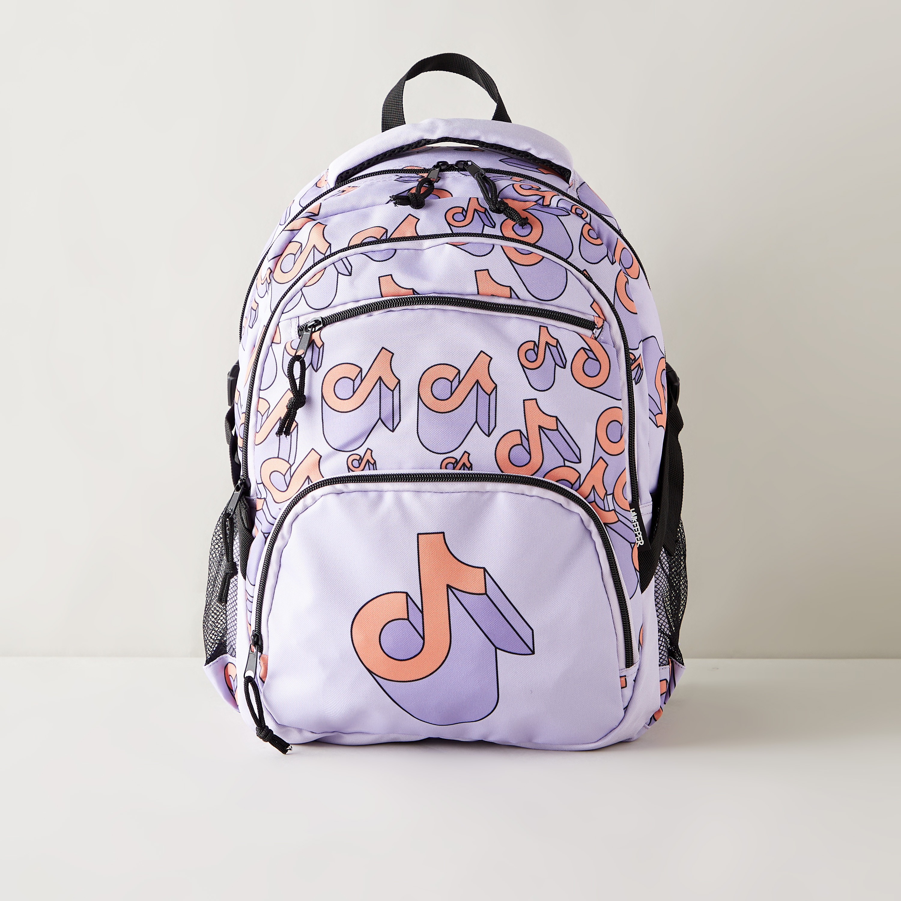شنطة ظهر بأحزمة قابلة للتعديل وطبعات تيك توك من أن كيبر - 43x33x18 سم-school-bagsandbackpacks-backpacks-image-1