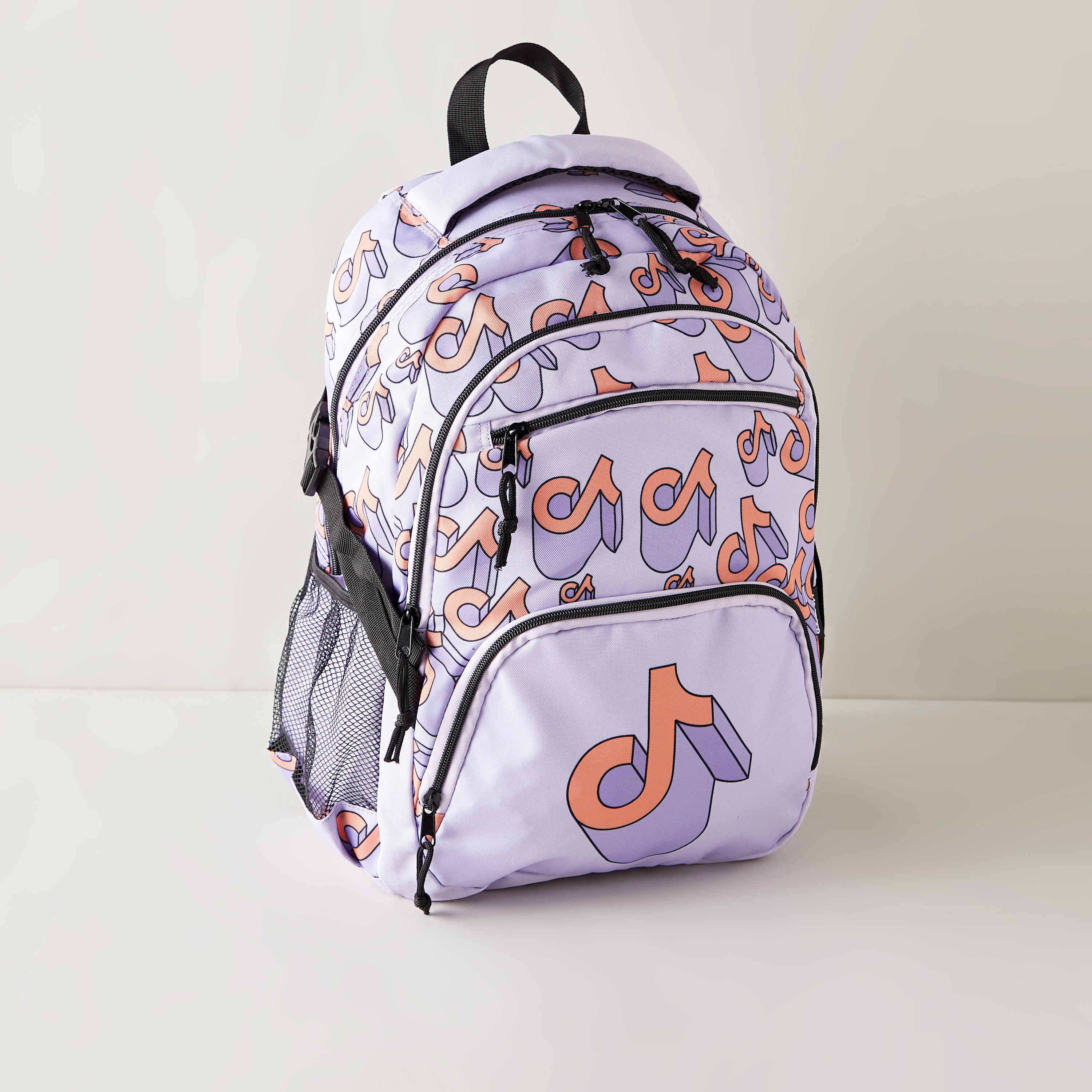 شنطة ظهر بأحزمة قابلة للتعديل وطبعات تيك توك من أن كيبر - 43x33x18 سم-school-bagsandbackpacks-backpacks-image-2