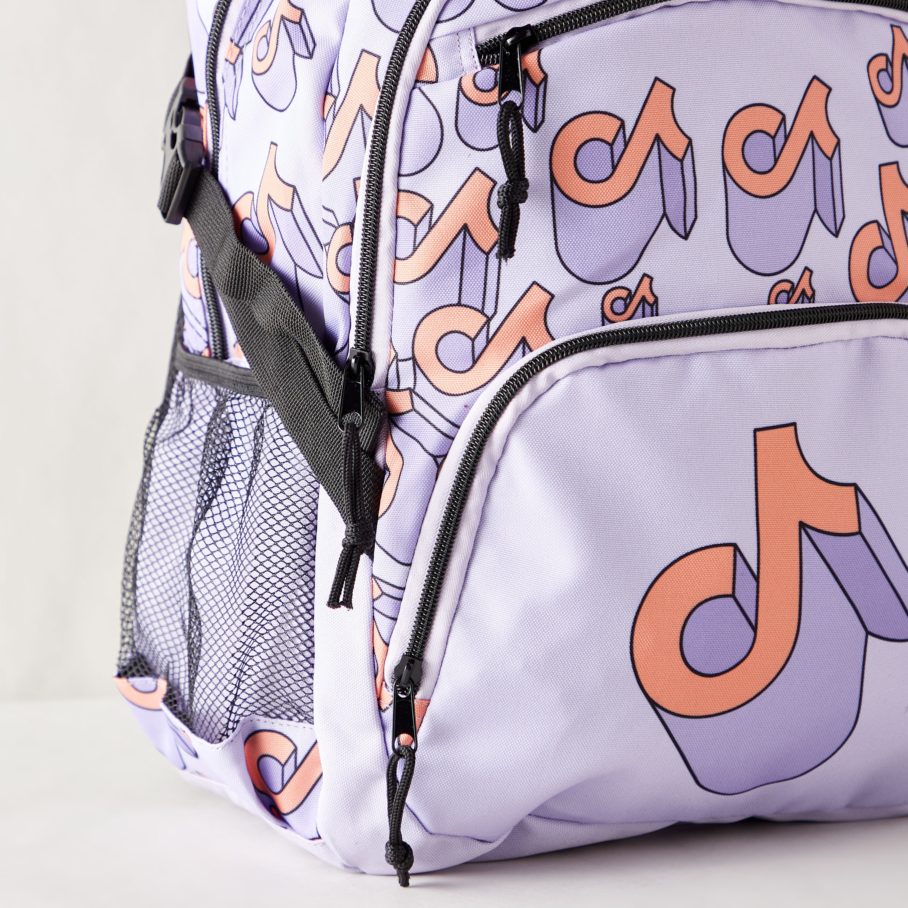 شنطة ظهر بأحزمة قابلة للتعديل وطبعات تيك توك من أن كيبر - 43x33x18 سم-school-bagsandbackpacks-backpacks-image-3