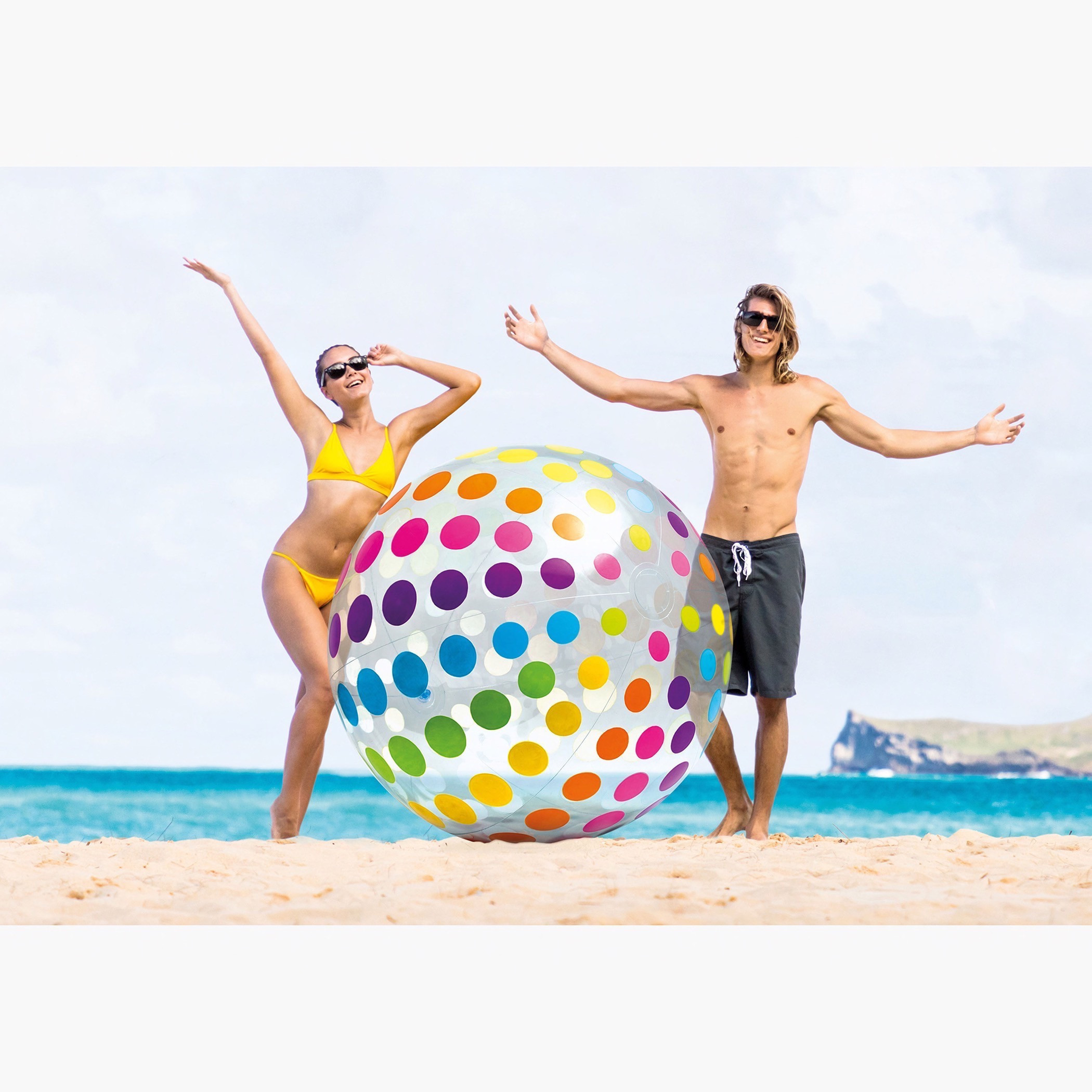 Intex Dot Print Giant Beach Inflatable Ball - 31x25x4 cms-toys-outdoor-sports-image-1