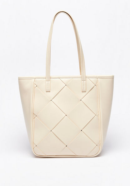 Celeste Weave Detail Tote Bag with Double Handles-Women%27s Handbags-image-0
