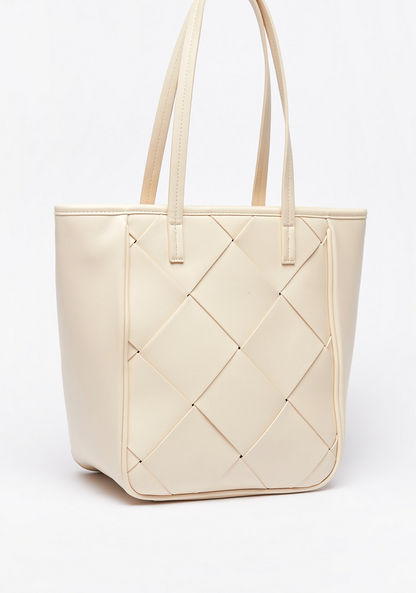 Celeste Weave Detail Tote Bag with Double Handles-Women%27s Handbags-image-2