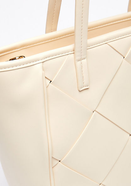 Celeste Weave Detail Tote Bag with Double Handles-Women%27s Handbags-image-3