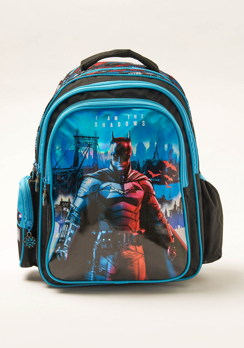 Batman Print Backpack with Adjustable Shoulder Straps - 16 inches-Backpacks-image-0
