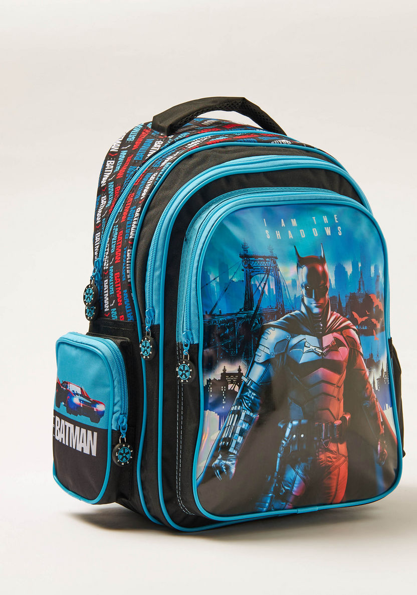 Batman Print Backpack with Adjustable Shoulder Straps - 16 inches-Backpacks-image-1