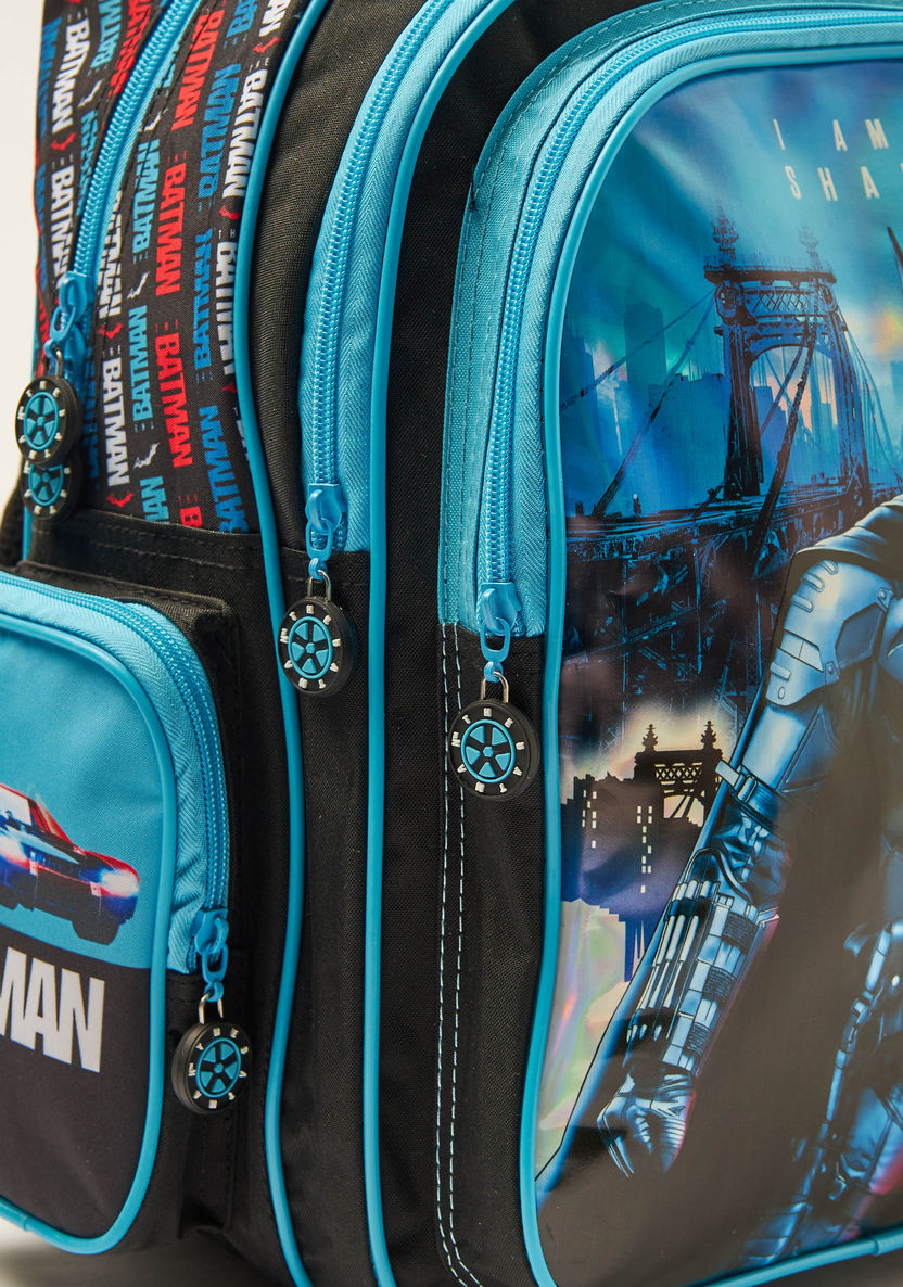 Batman Print Backpack with Adjustable Shoulder Straps - 16 inches-Backpacks-image-2