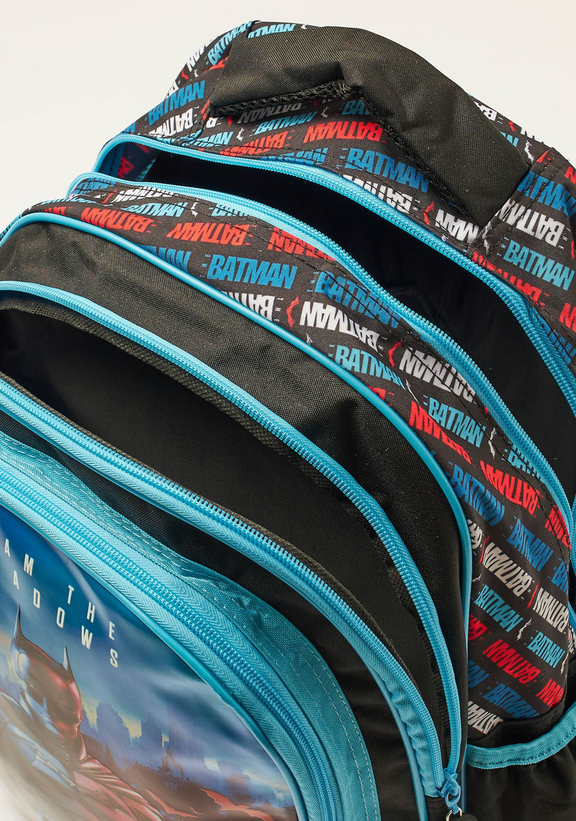 Batman Print Backpack with Adjustable Shoulder Straps - 16 inches-Backpacks-image-4