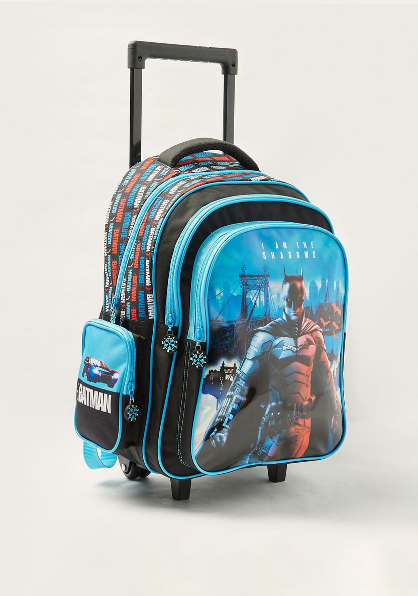 Batman Print Trolley Backpack with Adjustable Strap and Zip Closure-Trolleys-image-1
