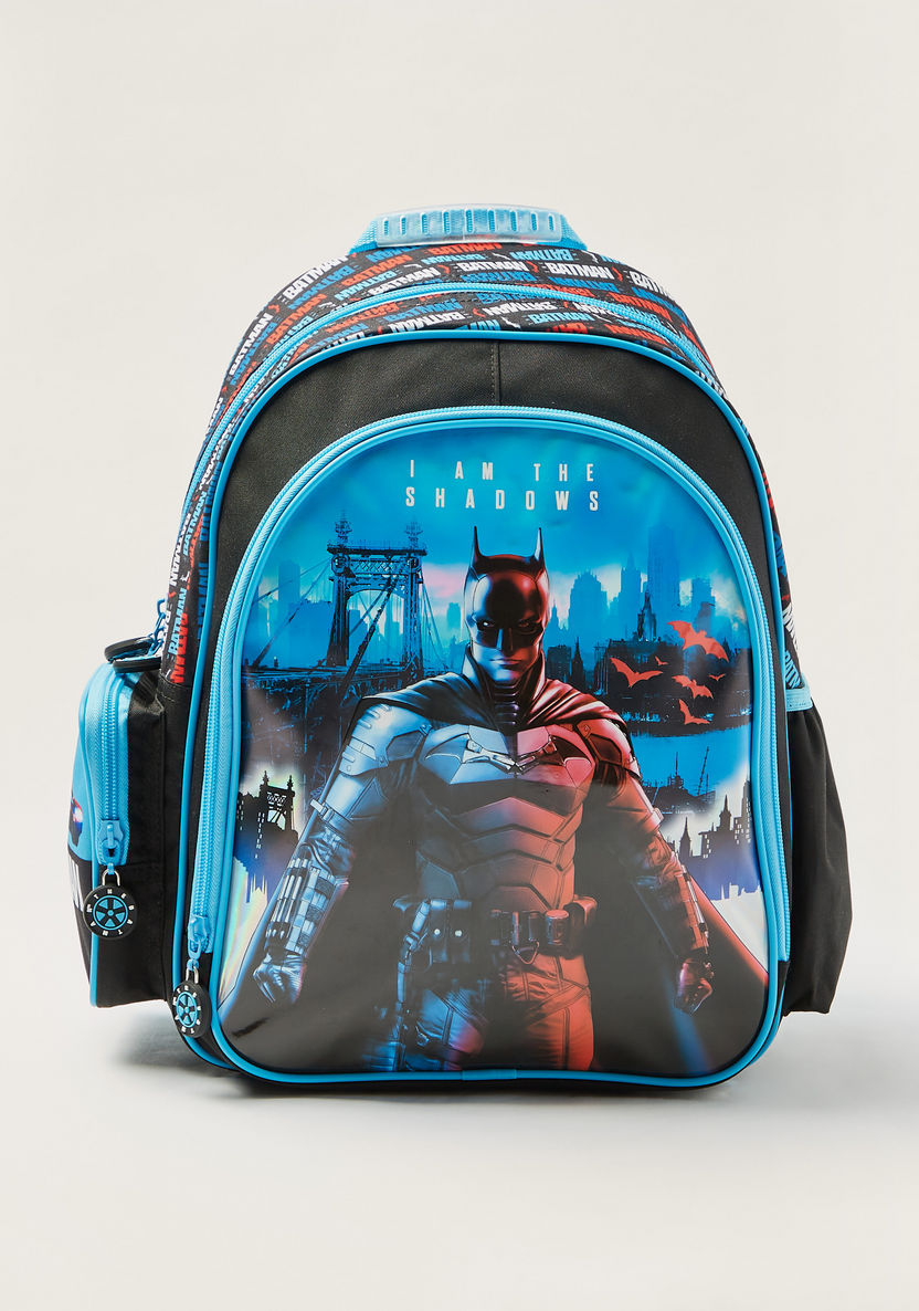 Batman Print Backpack with Adjustable Strap and Zip Closure-Backpacks-image-0
