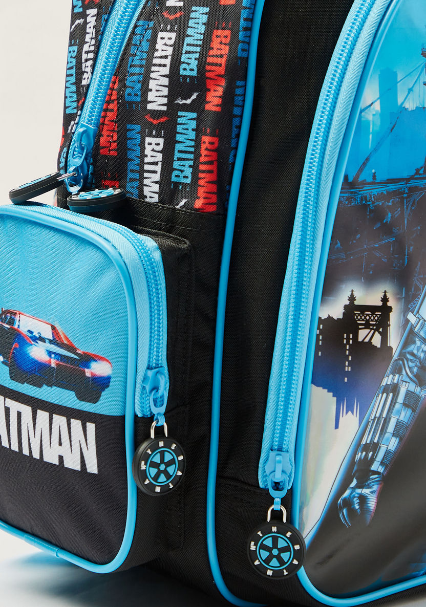 Batman Print Backpack with Adjustable Strap and Zip Closure-Backpacks-image-2