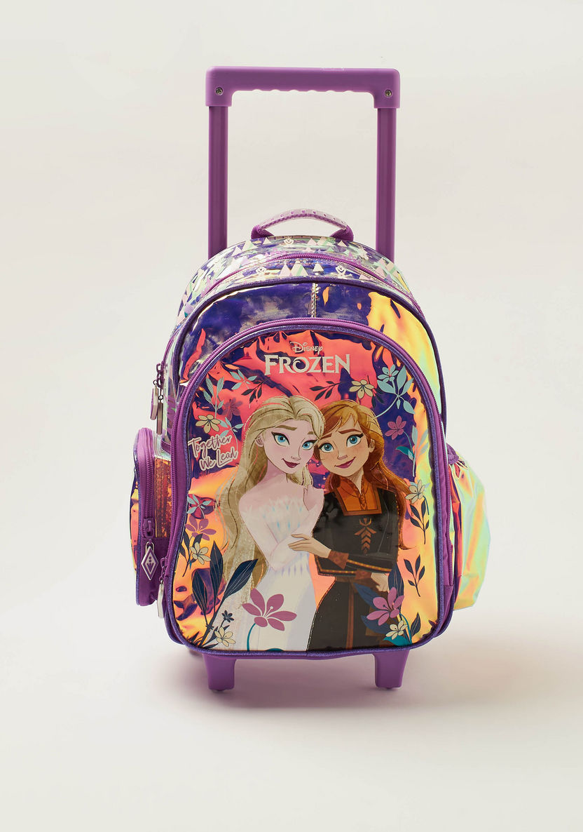 Frozen Print Trolley Backpack with Retractable Handle - 16 inches-Trolleys-image-0