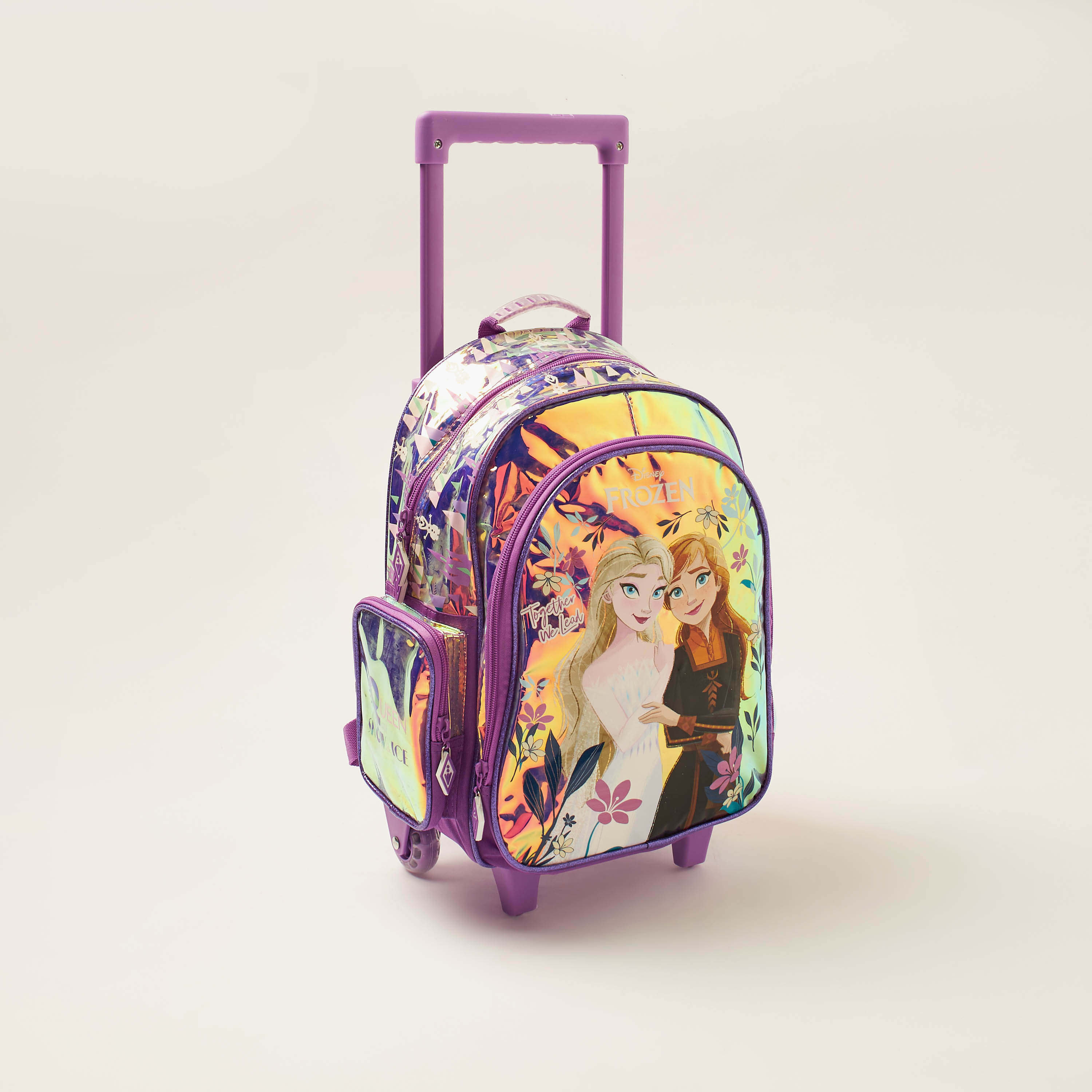 Frozen Print Trolley Backpack with Retractable Handle - 16 inches-school-bagsandbackpacks-trolleybags-image-2