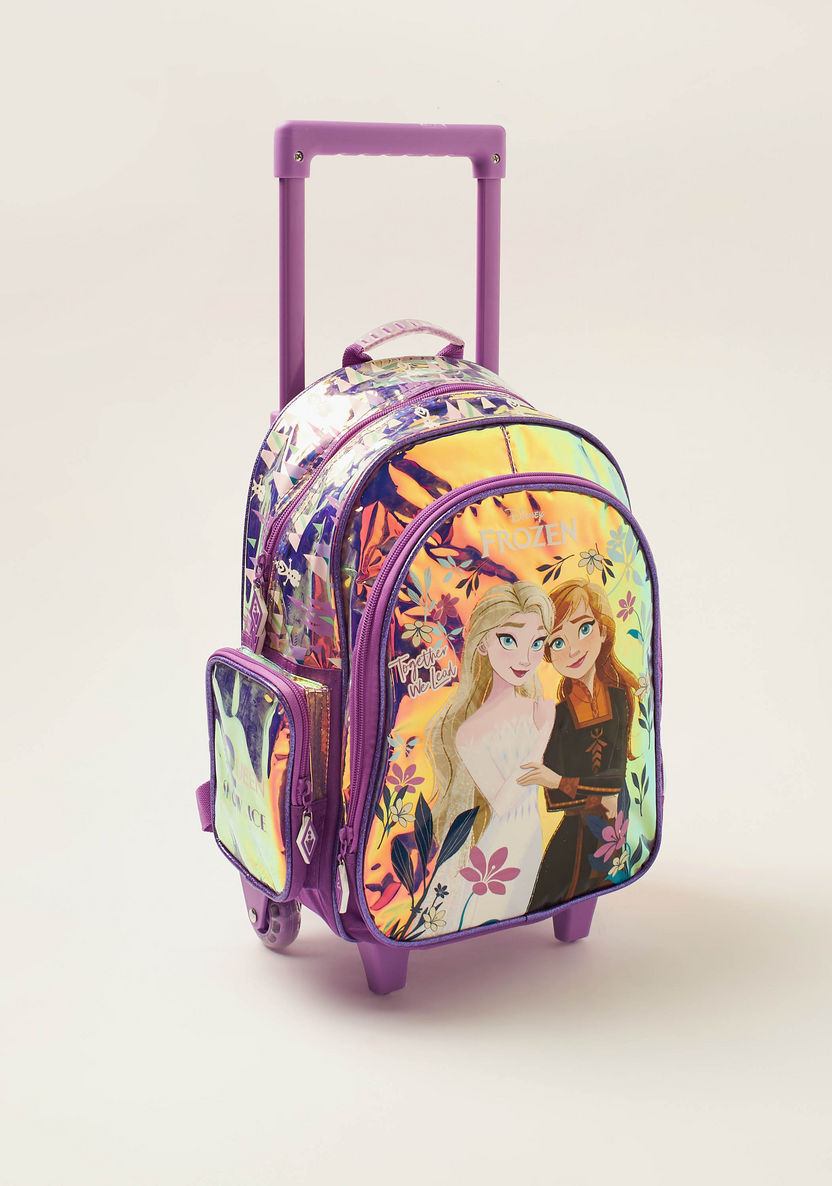 Frozen Print Trolley Backpack with Retractable Handle - 16 inches-Trolleys-image-1