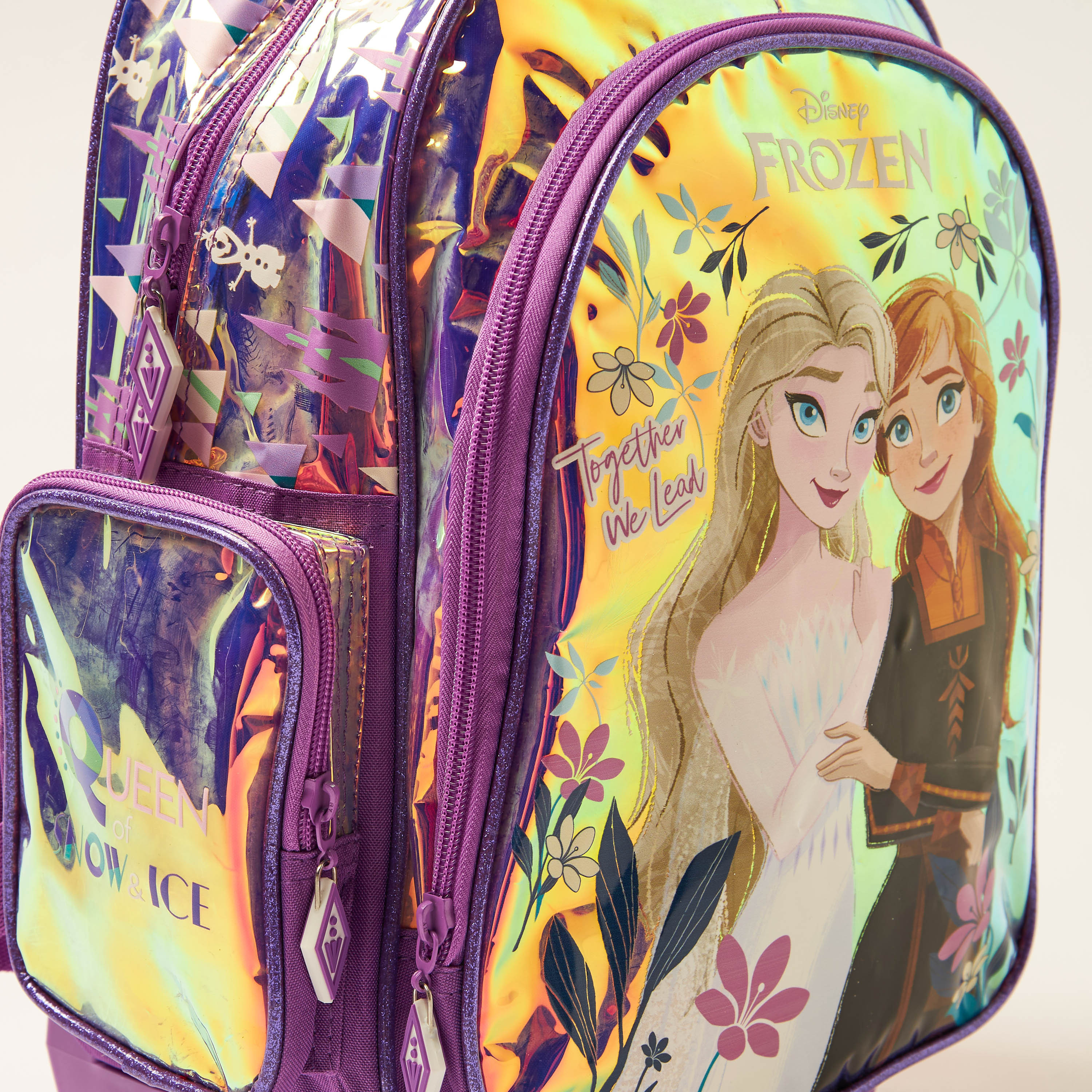 Frozen Print Trolley Backpack with Retractable Handle - 16 inches-school-bagsandbackpacks-trolleybags-image-3