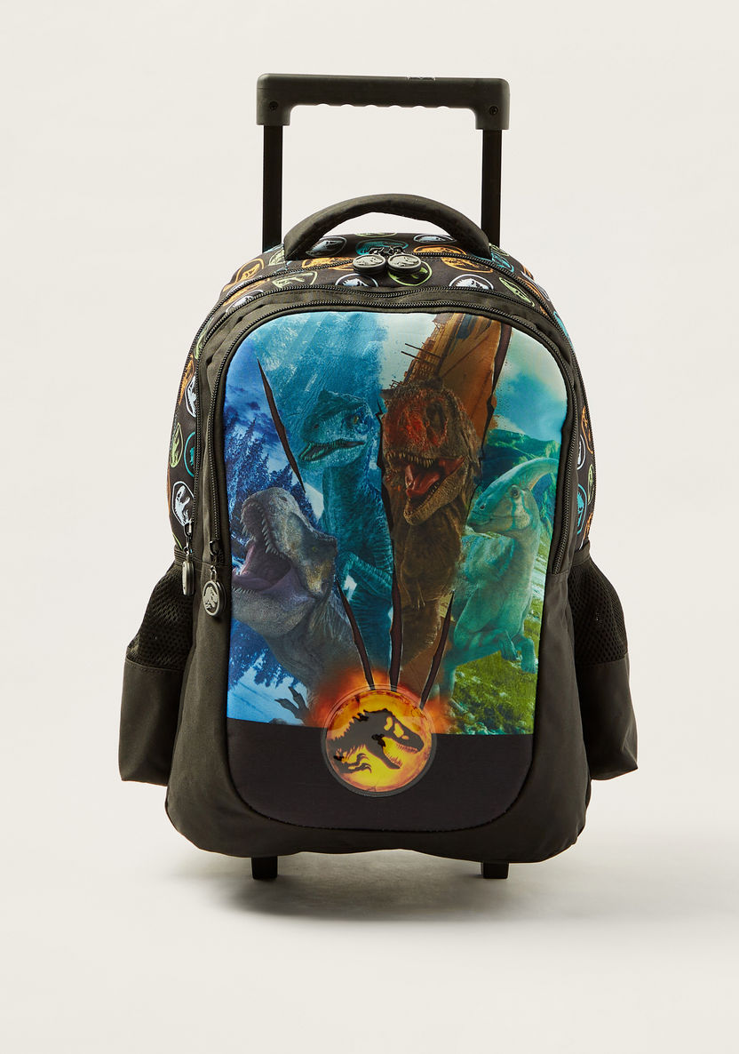 First Kid Jurassic Park Print Trolley Backpack - 16 inches-Trolleys-image-0