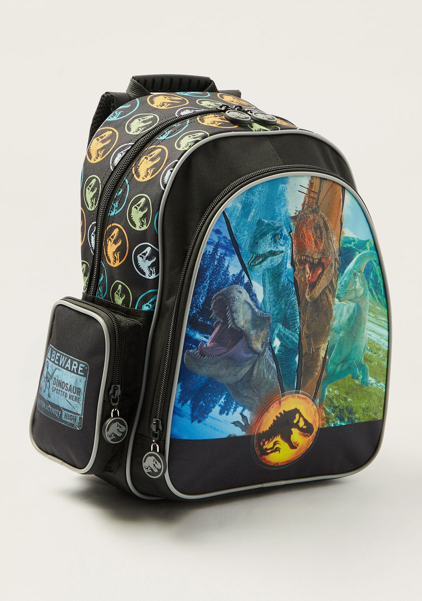 First Kid Dinosaur Print Backpack with Adjustable Shoulder Straps - 14 inches-Backpacks-image-1
