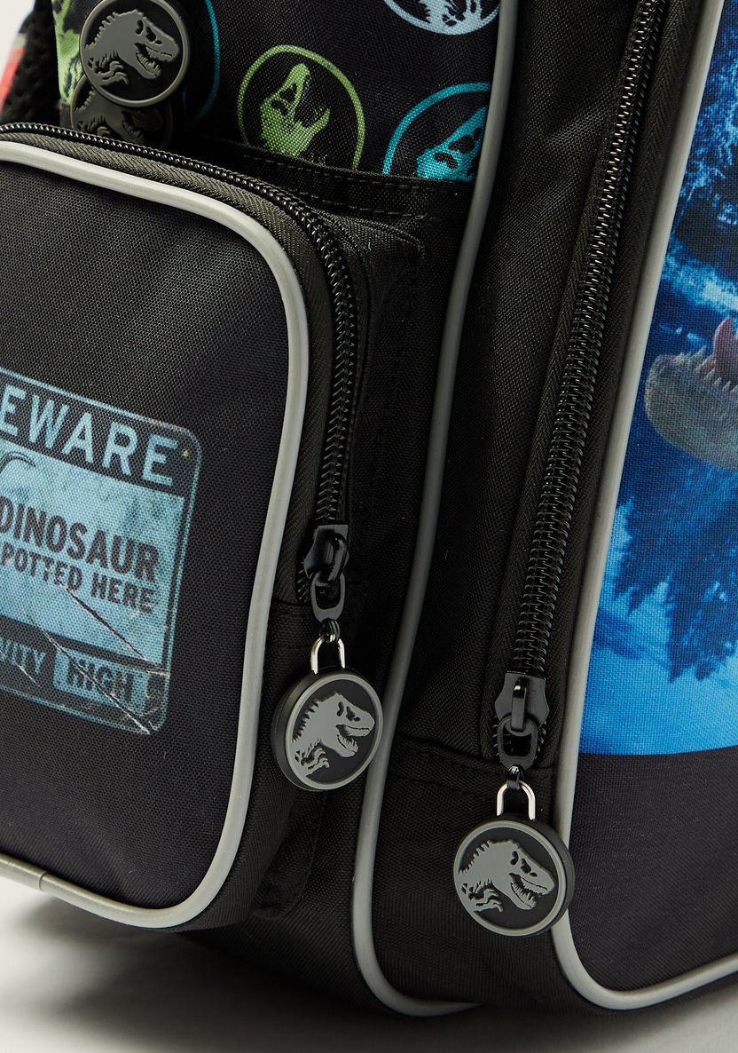 First Kid Dinosaur Print Backpack with Adjustable Shoulder Straps - 14 inches-Backpacks-image-2