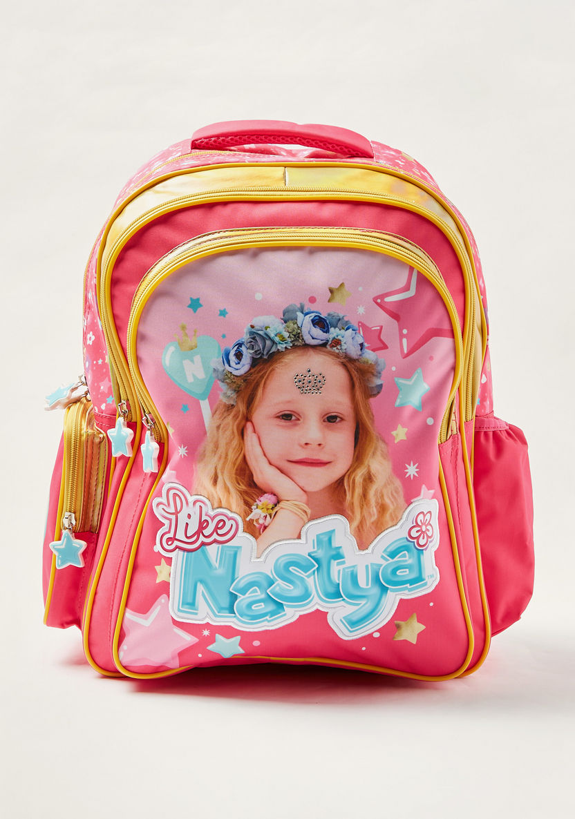 First Kid Like Nastya Print 16-inch Backpack with Zip Closure-Backpacks-image-0