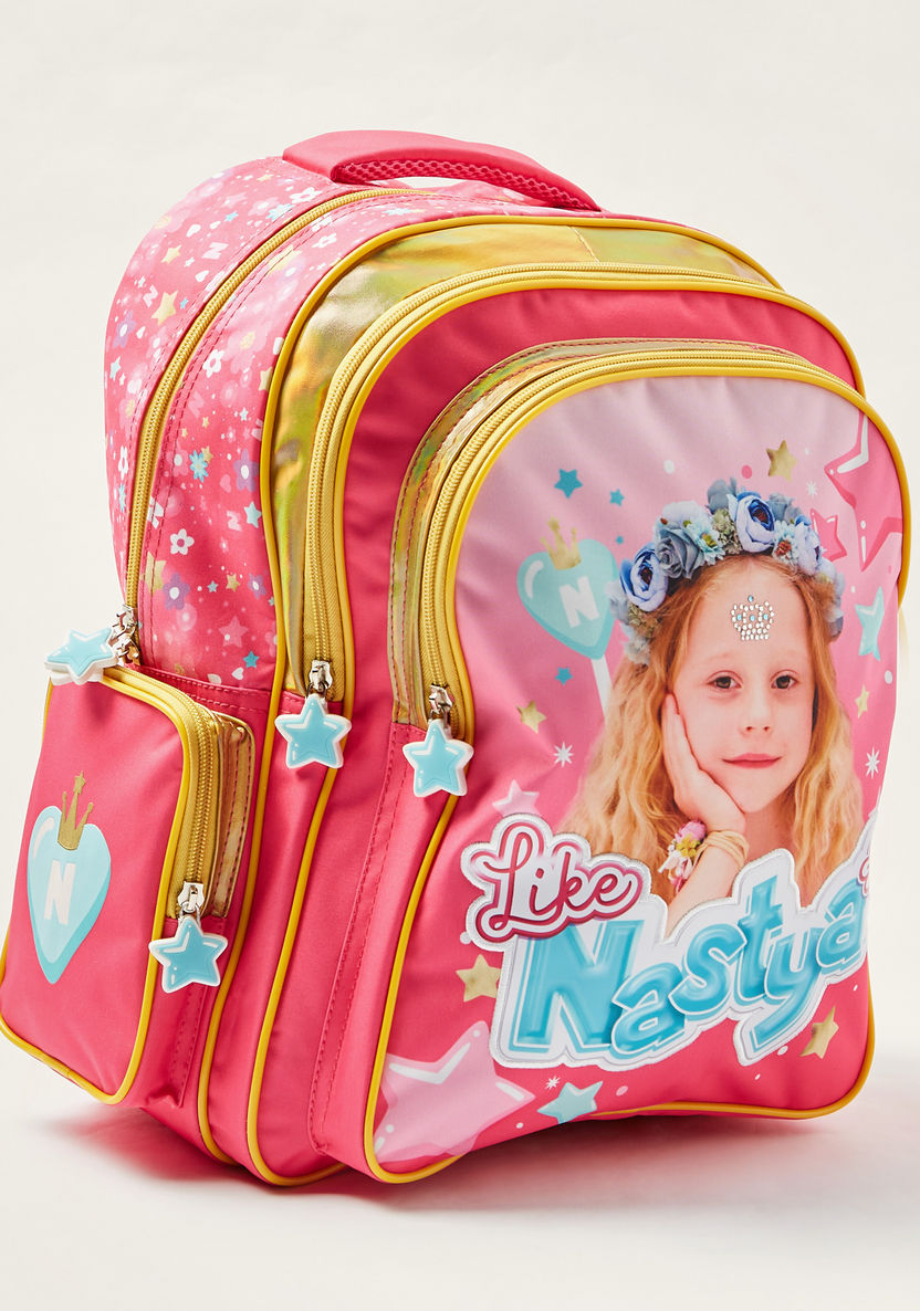 First Kid Like Nastya Print 16-inch Backpack with Zip Closure-Backpacks-image-1