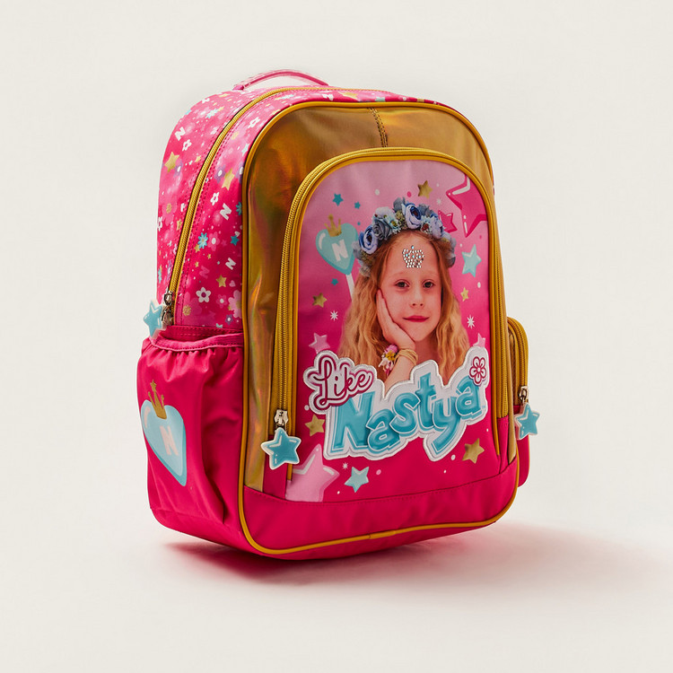 First Kid Like Nastya Print 14-inch Backpack with Adjustable Straps