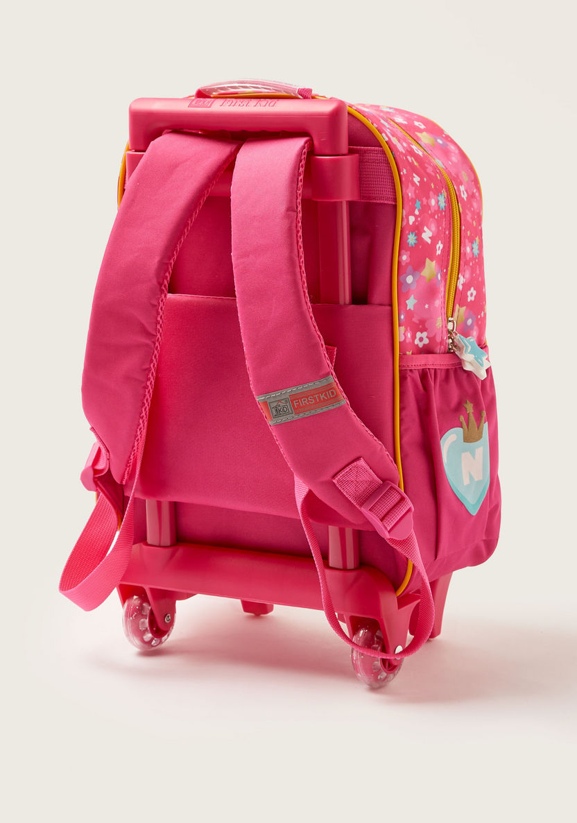 First Kid Like Nastya Print Trolley Backpack with Wheels - 16 inches-Trolleys-image-3