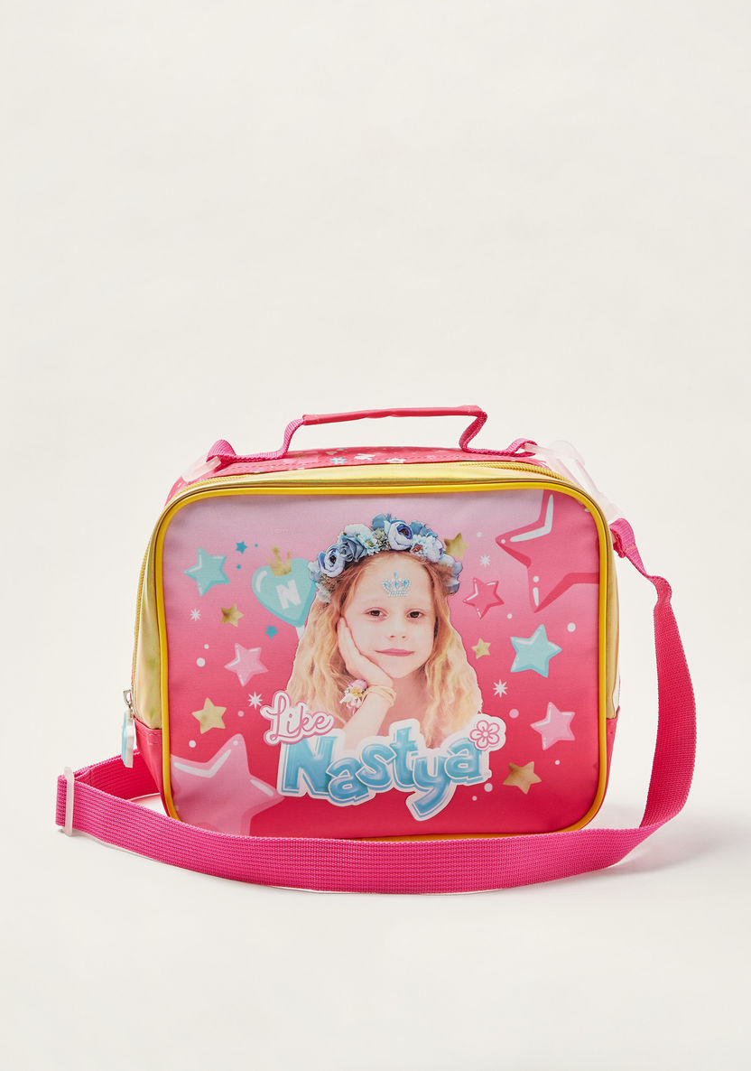 First Kid Printed Lunch Bag with Detachable Strap and Zip Closure-Lunch Bags-image-0
