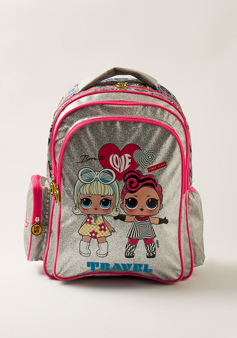 L.O.L. Surprise! Glitter Print 16-inch Backpack with Zip Closure-Backpacks-image-0