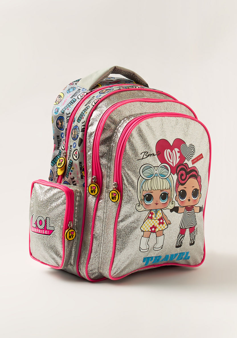 L.O.L. Surprise! Glitter Print 16-inch Backpack with Zip Closure-Backpacks-image-1