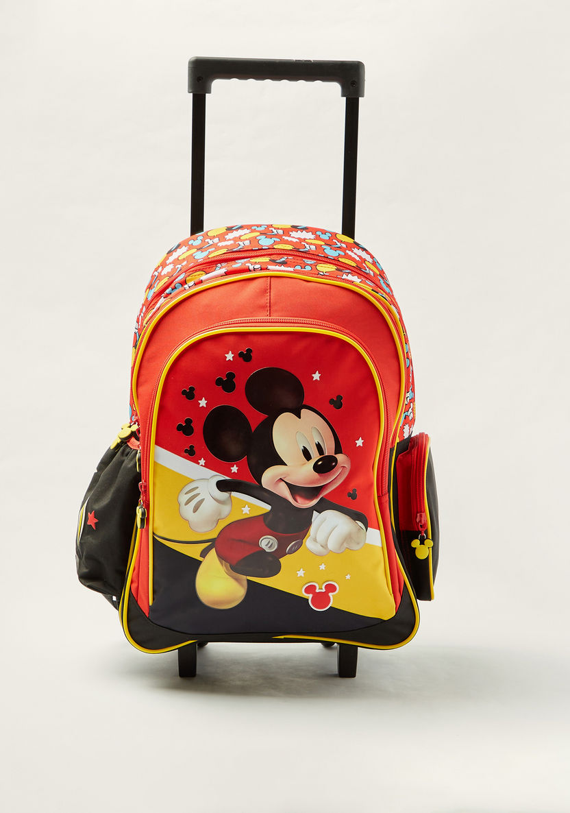 Disney Mickey Mouse Print 16-inch Trolley Backpack with Retractable Handle-Trolleys-image-0