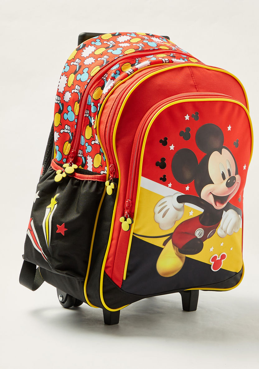 Disney Mickey Mouse Print 16-inch Trolley Backpack with Retractable Handle-Trolleys-image-1