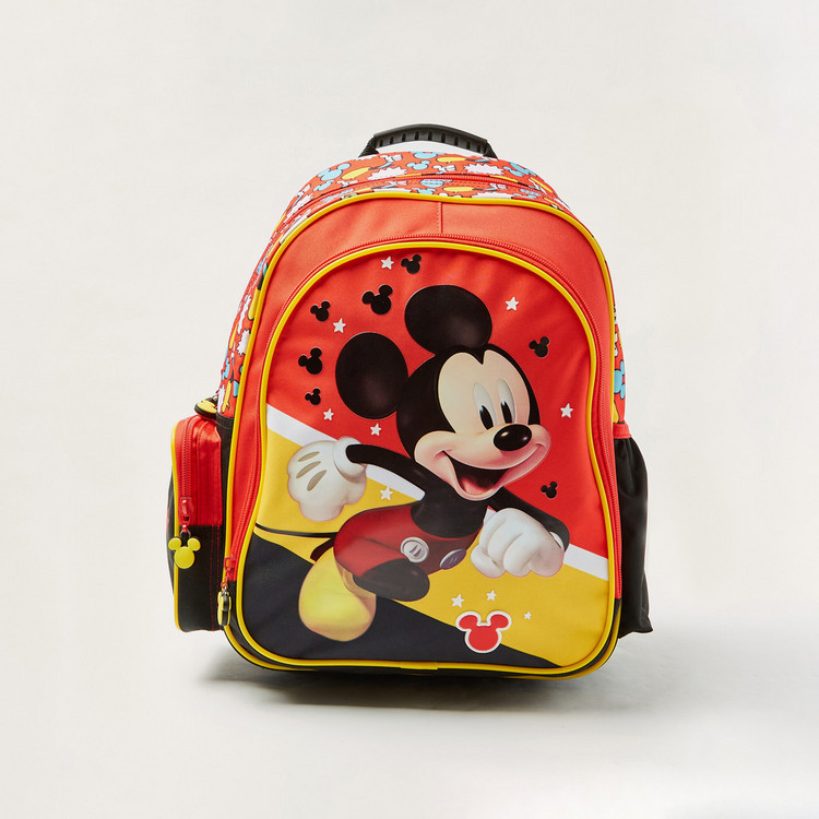 Disney Mickey Mouse Print 14-inch Backpack with Zip Closure
