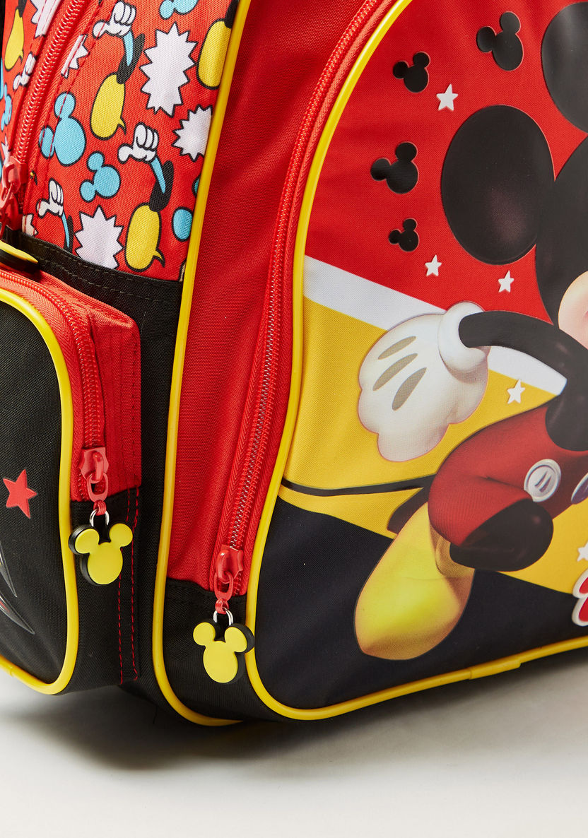 Disney Mickey Mouse Print 14-inch Backpack with Zip Closure-Backpacks-image-2