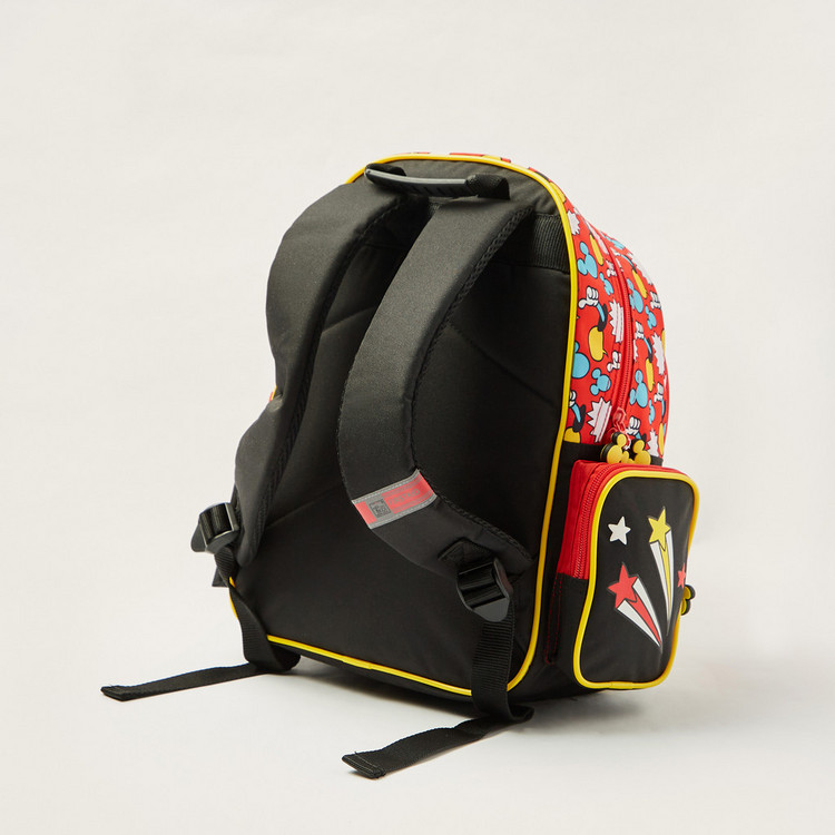 Disney Mickey Mouse Print 14-inch Backpack with Zip Closure