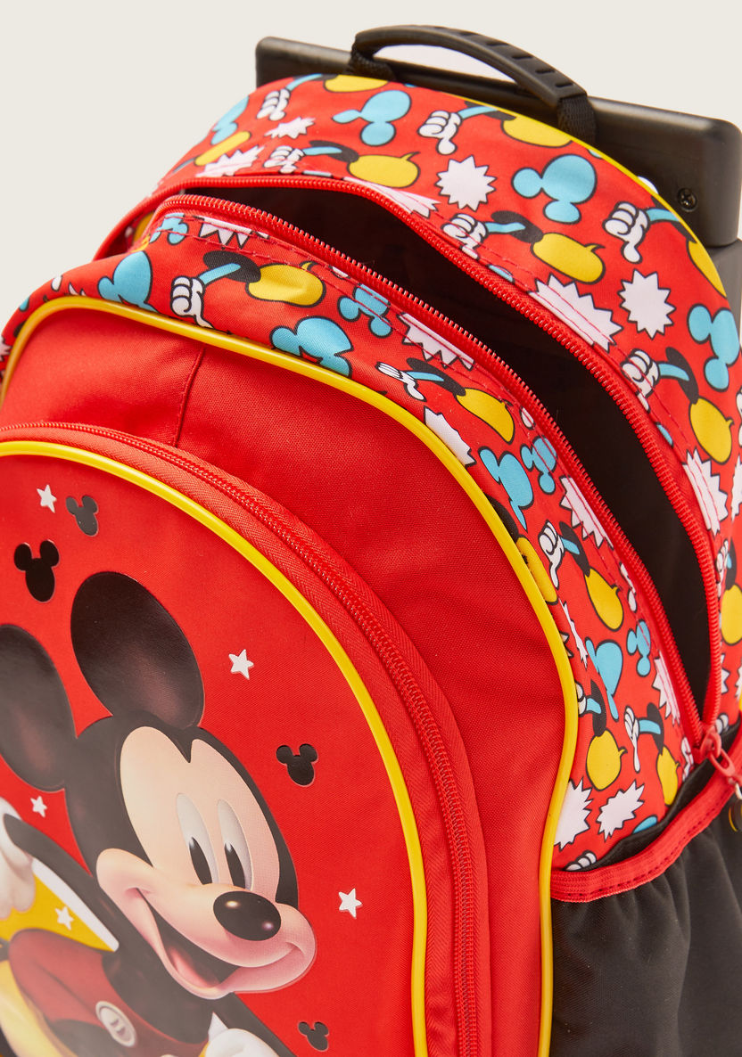 Disney Mickey Mouse Print Trolley Backpack with Wheels - 16 inches-Trolleys-image-5