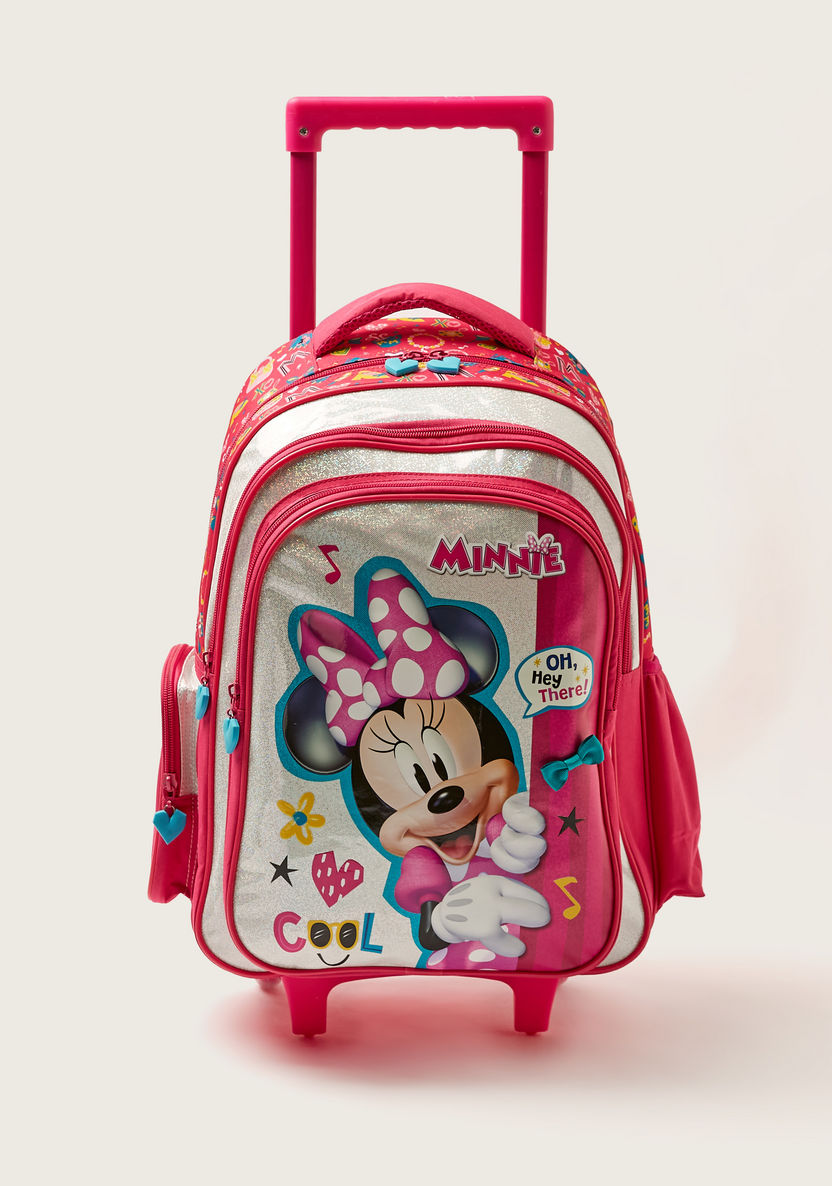 Disney Minnie Mouse Glitter Print 16-inch Trolley Backpack with Wheels-Trolleys-image-0