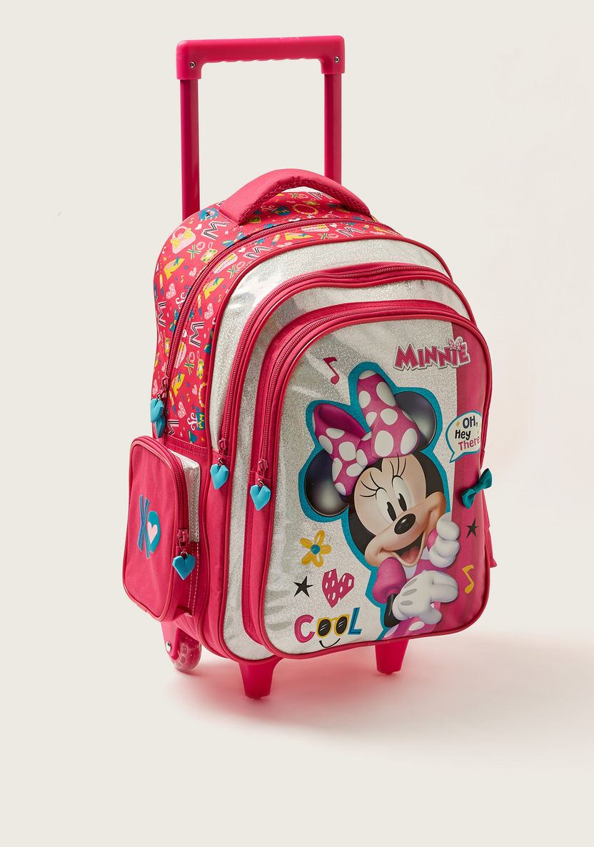 Disney Minnie Mouse Glitter Print 16-inch Trolley Backpack with Wheels-Trolleys-image-1