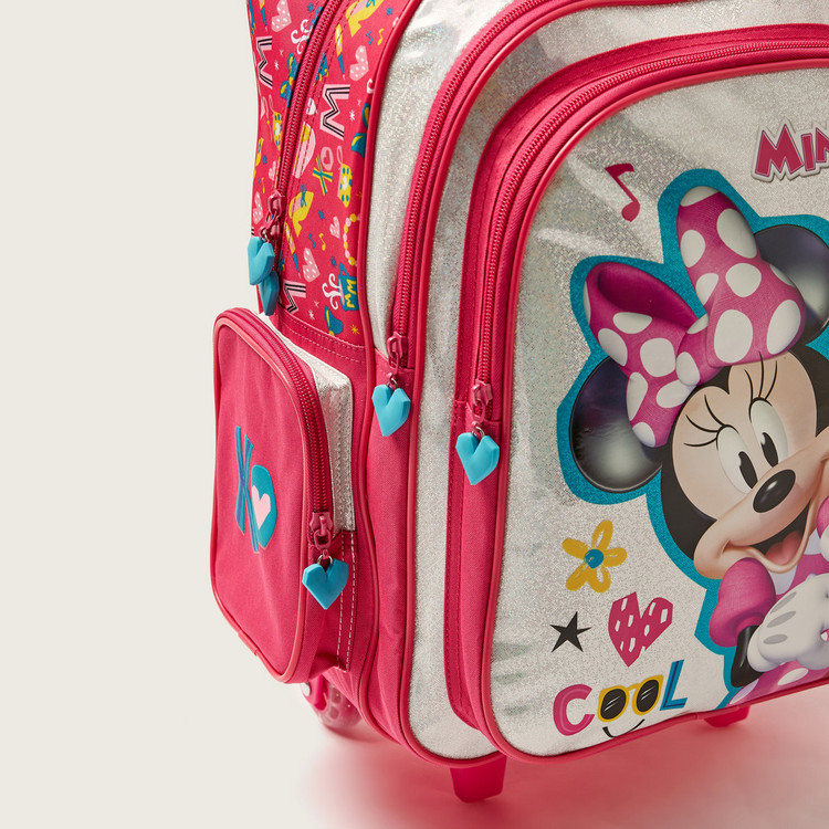 Disney Minnie Mouse Glitter Print 16-inch Trolley Backpack with Wheels