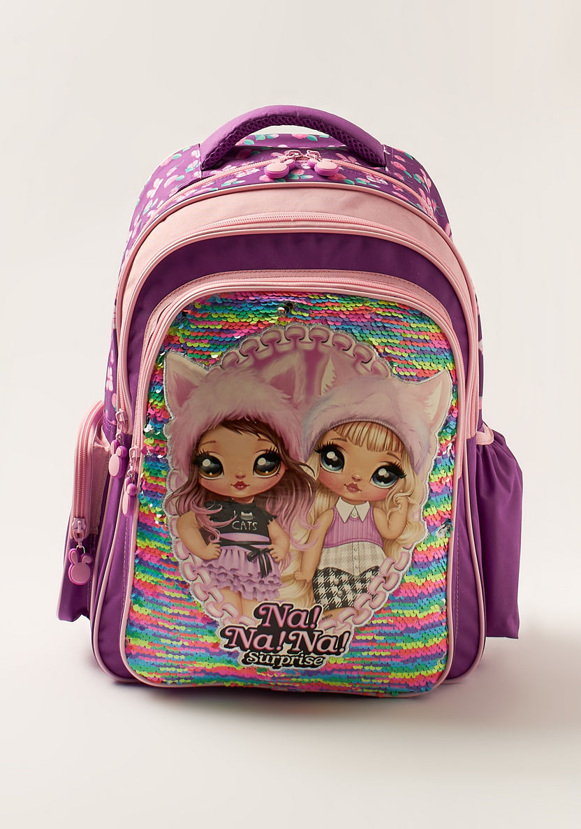 Na! Na! Na! Surprise Sequin Detail 16-inch Backpack with Zip Closure-Backpacks-image-0