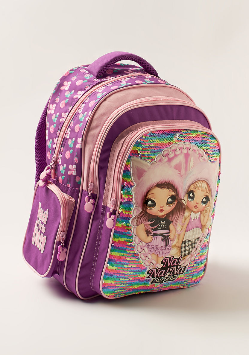 Na! Na! Na! Surprise Sequin Detail 16-inch Backpack with Zip Closure-Backpacks-image-1