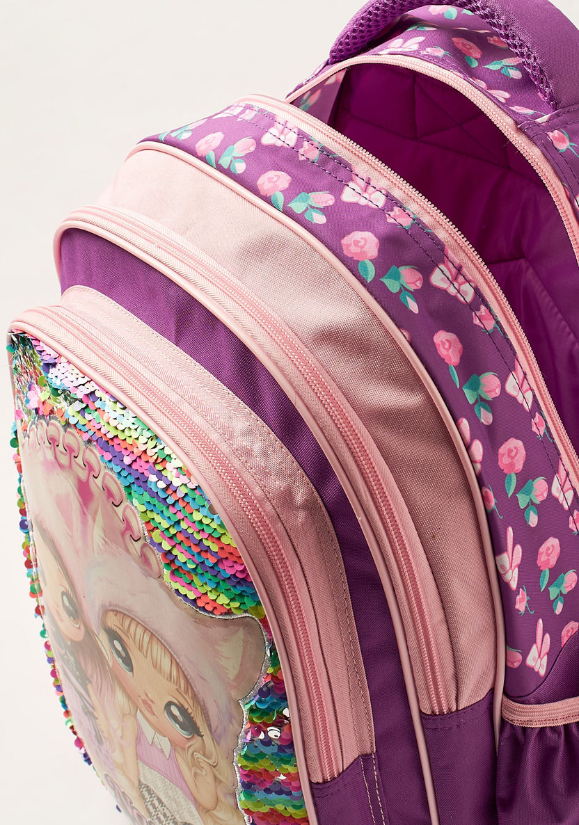 Na! Na! Na! Surprise Sequin Detail 16-inch Backpack with Zip Closure-Backpacks-image-4