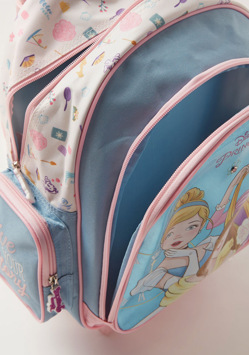 Disney Princess Print Trolley Backpack with Shoulder Straps - 16 inches-Trolleys-image-5