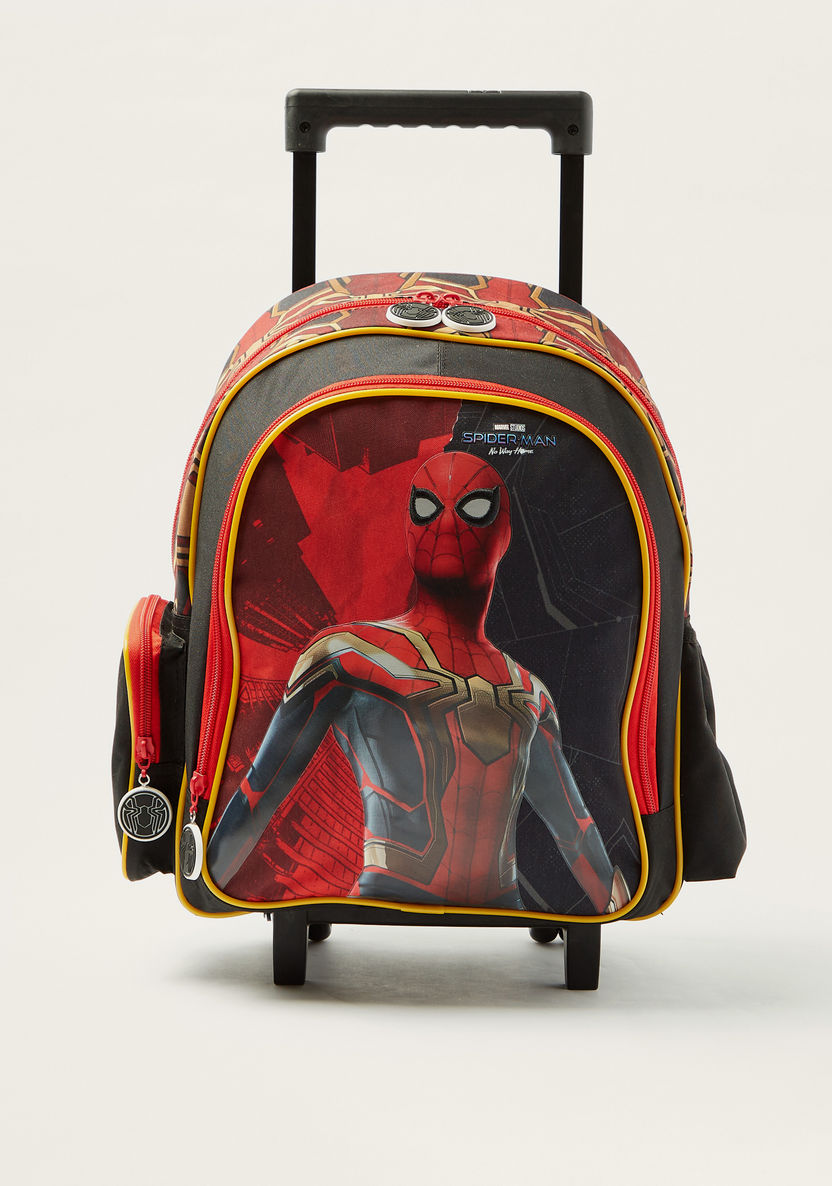 First Kid Spider-Man Print Trolley Backpack with Retractable Handle - 16 inches-Trolleys-image-0
