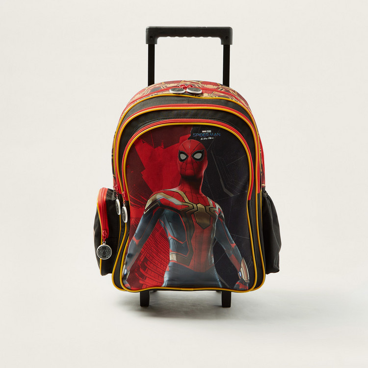 First Kid Spider-Man Print Trolley Backpack with Retractable Handle - 16 inches