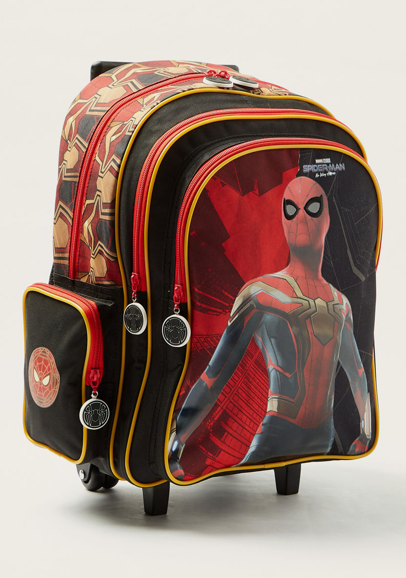 First Kid Spider-Man Print Trolley Backpack with Retractable Handle - 16 inches-Trolleys-image-1