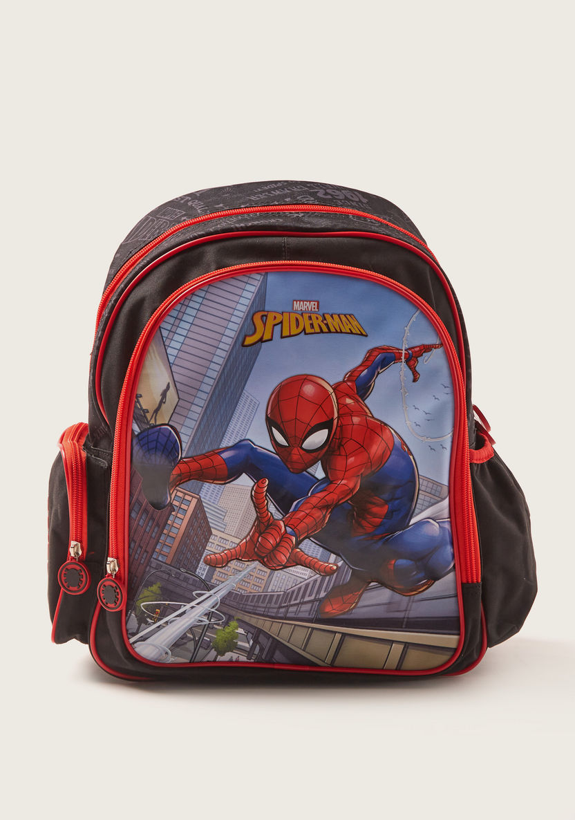 First Kid Spider-Man Print Backpack with Adjustable Shoulder Straps - 14 inches-Backpacks-image-0