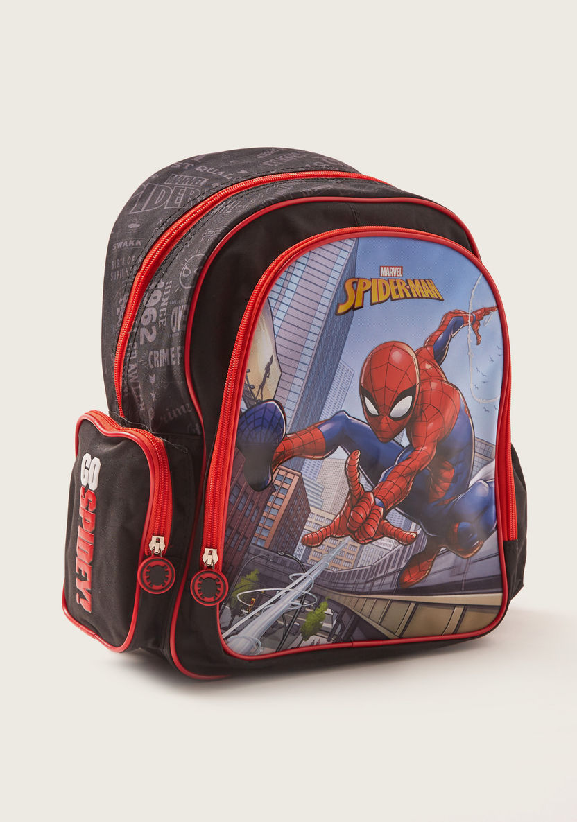 First Kid Spider-Man Print Backpack with Adjustable Shoulder Straps - 14 inches-Backpacks-image-1