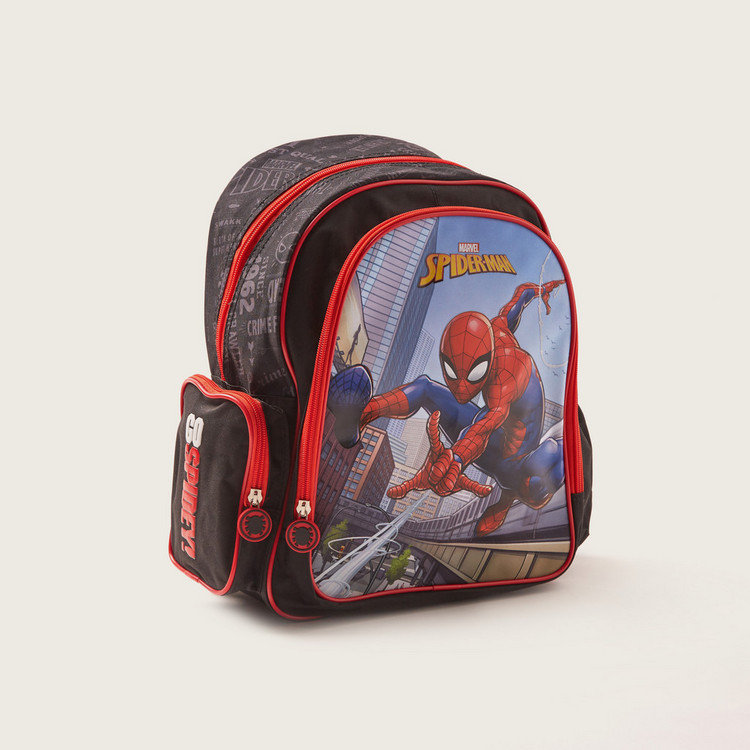 First Kid Spider-Man Print Backpack with Adjustable Shoulder Straps - 14 inches
