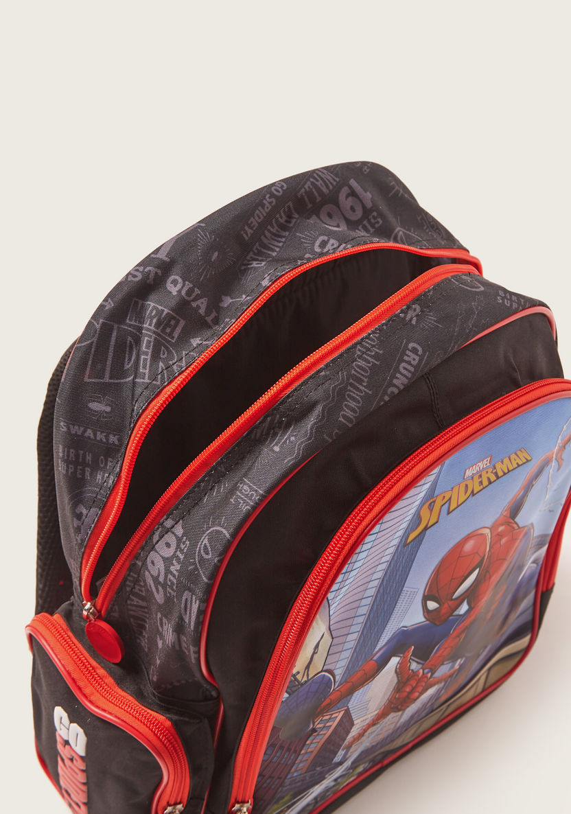 First Kid Spider-Man Print Backpack with Adjustable Shoulder Straps - 14 inches-Backpacks-image-4