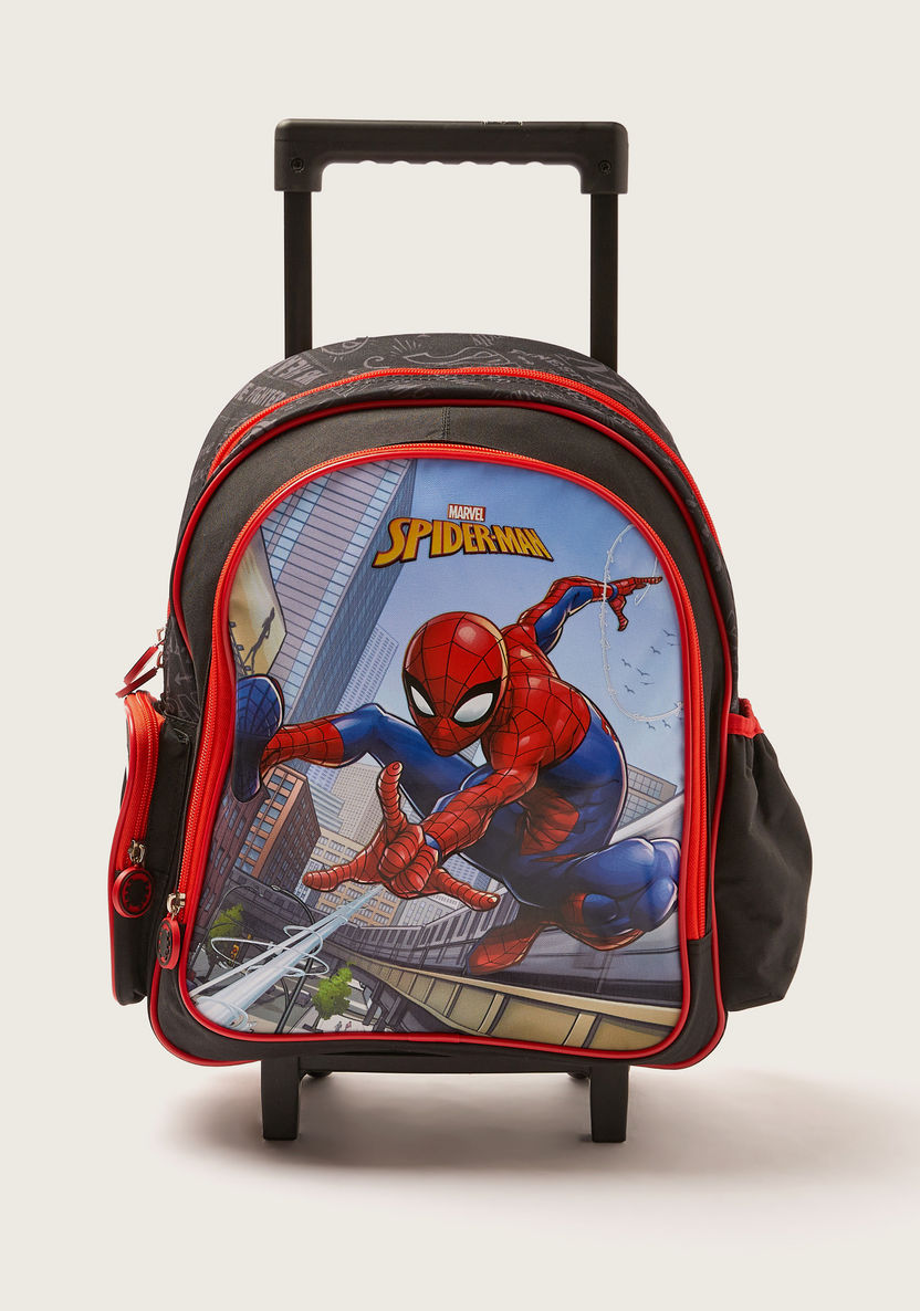 First Kid Spiderman Print Trolley Bag with Retractable Handle - 16 inches-Trolleys-image-0