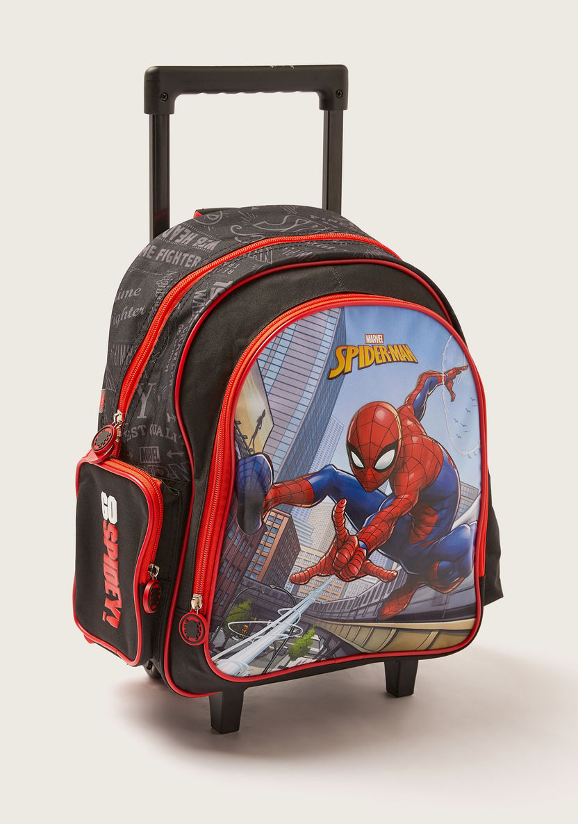 First Kid Spiderman Print Trolley Bag with Retractable Handle - 16 inches-Trolleys-image-1